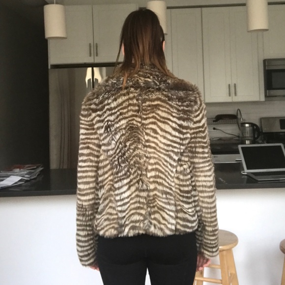 Vintage Faux Fur Animal Stripe Print Jacket - Picture 6 of 8